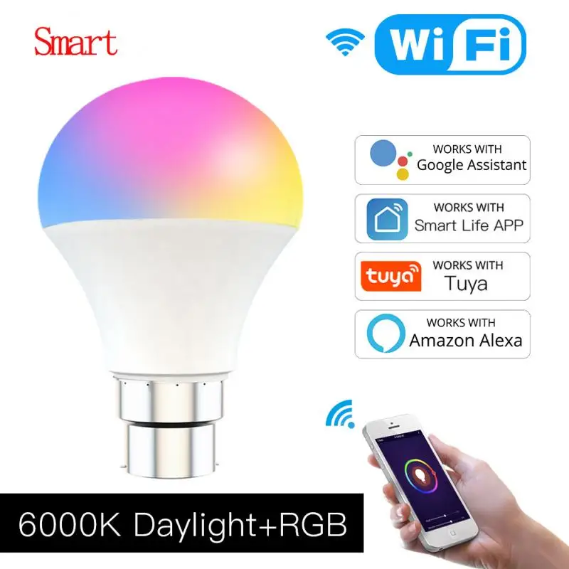 

E27 B22 светодиодные лампы Wifi смарт-лампы 9W RGB с регулируемой яркостью RGBW умный светильник светодиодный светильник Красочные Изменение лампы г...