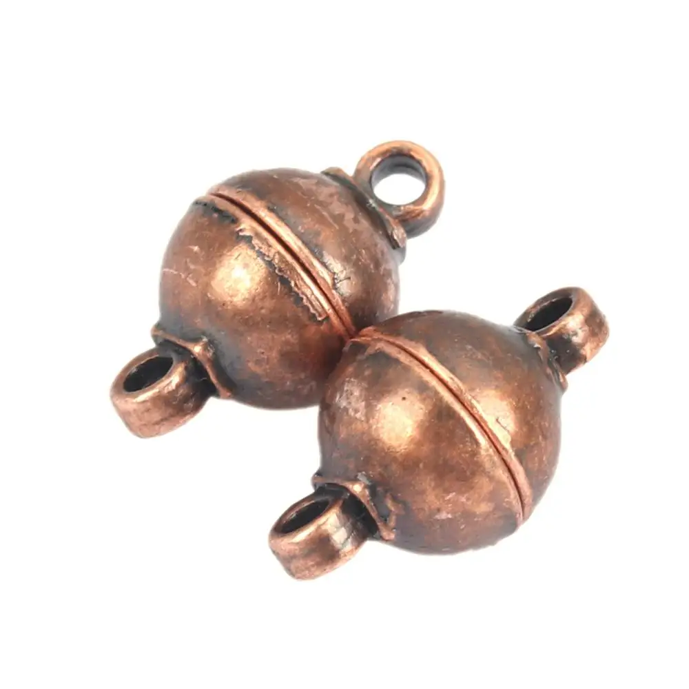 Медные + магнитные гематитовые застежки Круглые античные медные 11 мм (3/8 &quot) x 6