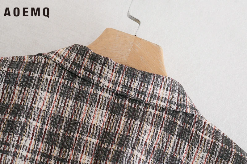 AOEMQ осенняя модная куртка для взрослых темно-серая в полоску пальто с отложным