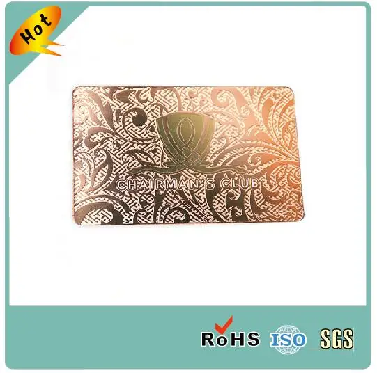 Stainless steel rose gold laser cut metal business card