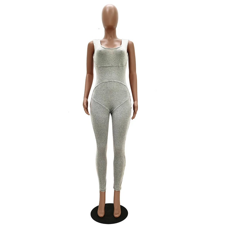 

Casual Women Jumpsuit Knitting Spaghetti Straps Sleeveless Sexy Bodysuit Jumpsuit Women Summer 2020 Solid 6 Color