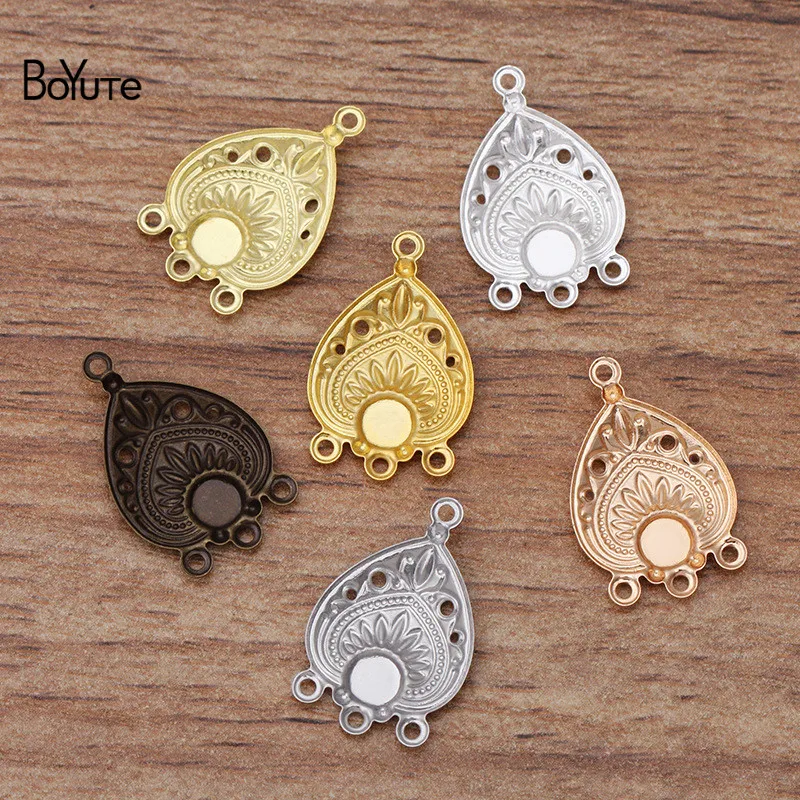 Металлические филигранные разъемы BoYuTe 200 шт. 22*14 мм с 4 петлями зеркальный