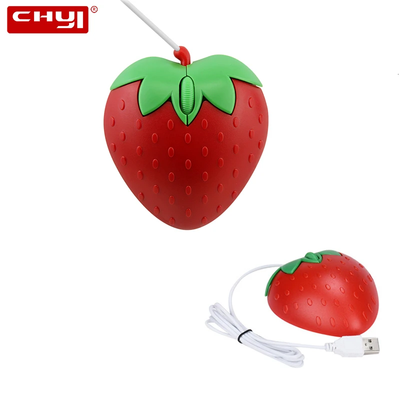 

CHYI Cute Mini Strawberry Usb Computer Mouse Portable Small Wired Optical PC Mause 3d Fruit Shape Kid Girl Gift Mice For Laptop