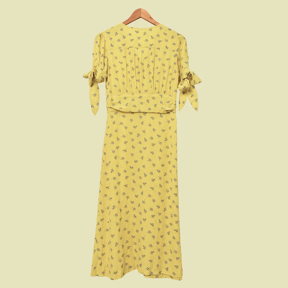 В стиле ретро Женская обувь на каждый день с цветочным принтом Платье 2020 сезон: