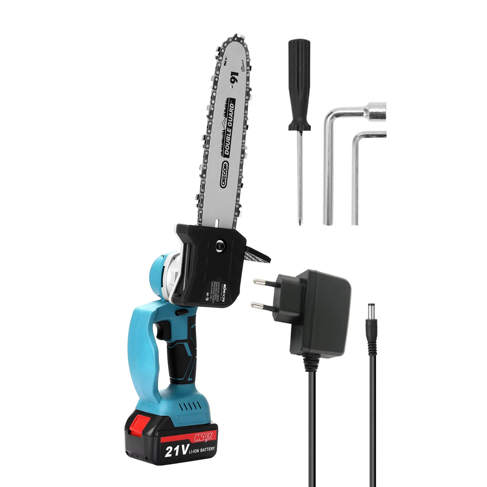 

21V Portable Electric Chainsaw Jigsaw Electric Pruning Saw Small Wood Spliting Chain Saw One-handed Woodworking Tool for Garden