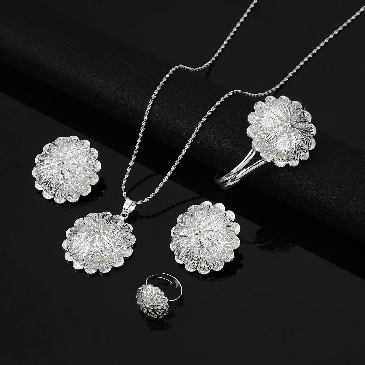 Модные цветочные ювелирные наборы в эфиопском эритрейском стиле романтичные