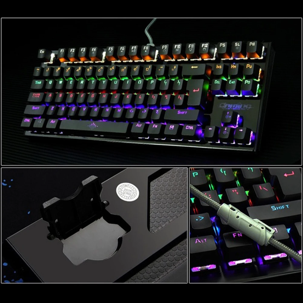 

87 Keys Removable Wrist Pad Full Key Luminous Anti Interference No Rush Keyboard Mechanical Dustproof Green Shaft
