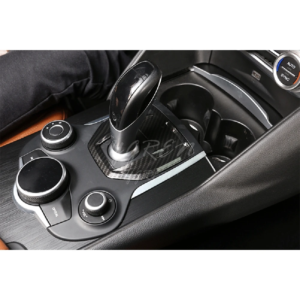 

Carbon Fiber Printed fit for Alfa Romeo Giulia Stelvio 2017 2018 ABS Interior Center Console Gear Shift Panel Buckle Sticker