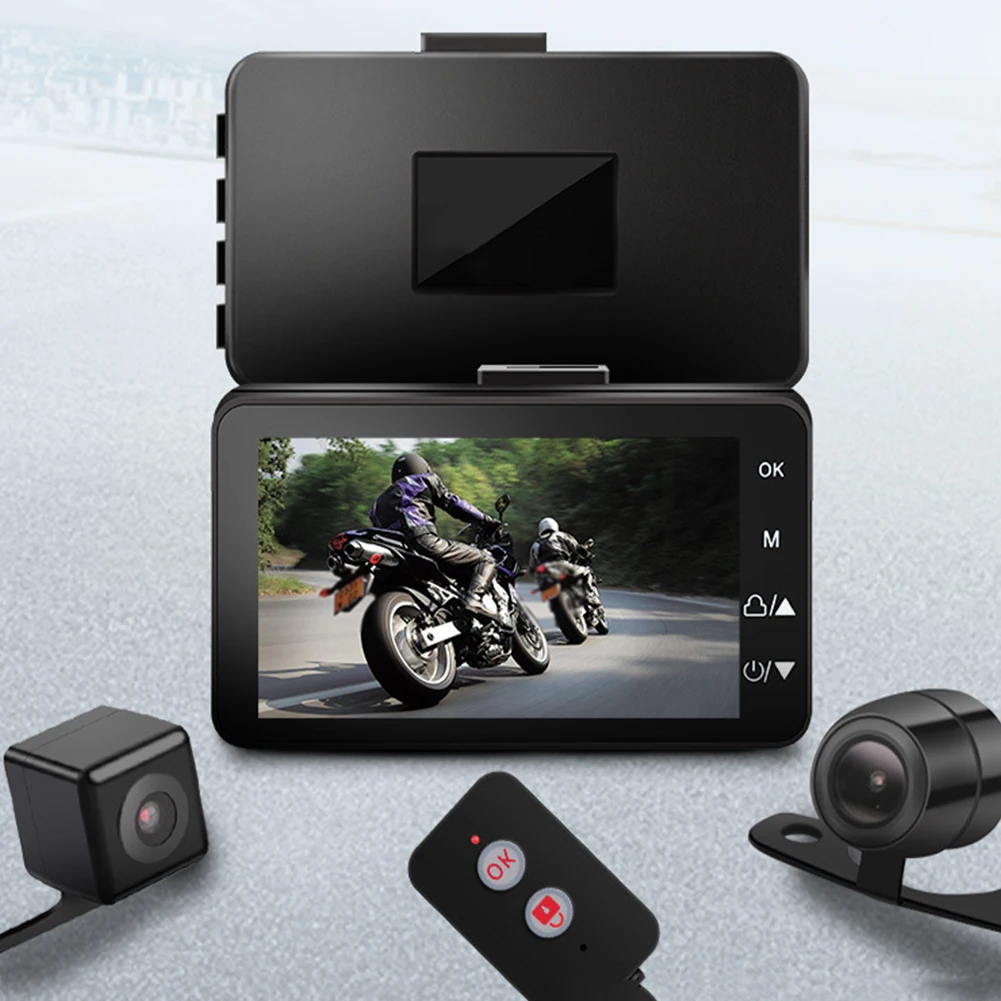 

3inch G Sensor Waterproof Portable Easy Install Universal HD Display Motorcycle DVR Video Recorder ABS Dual Cameras Front Rear