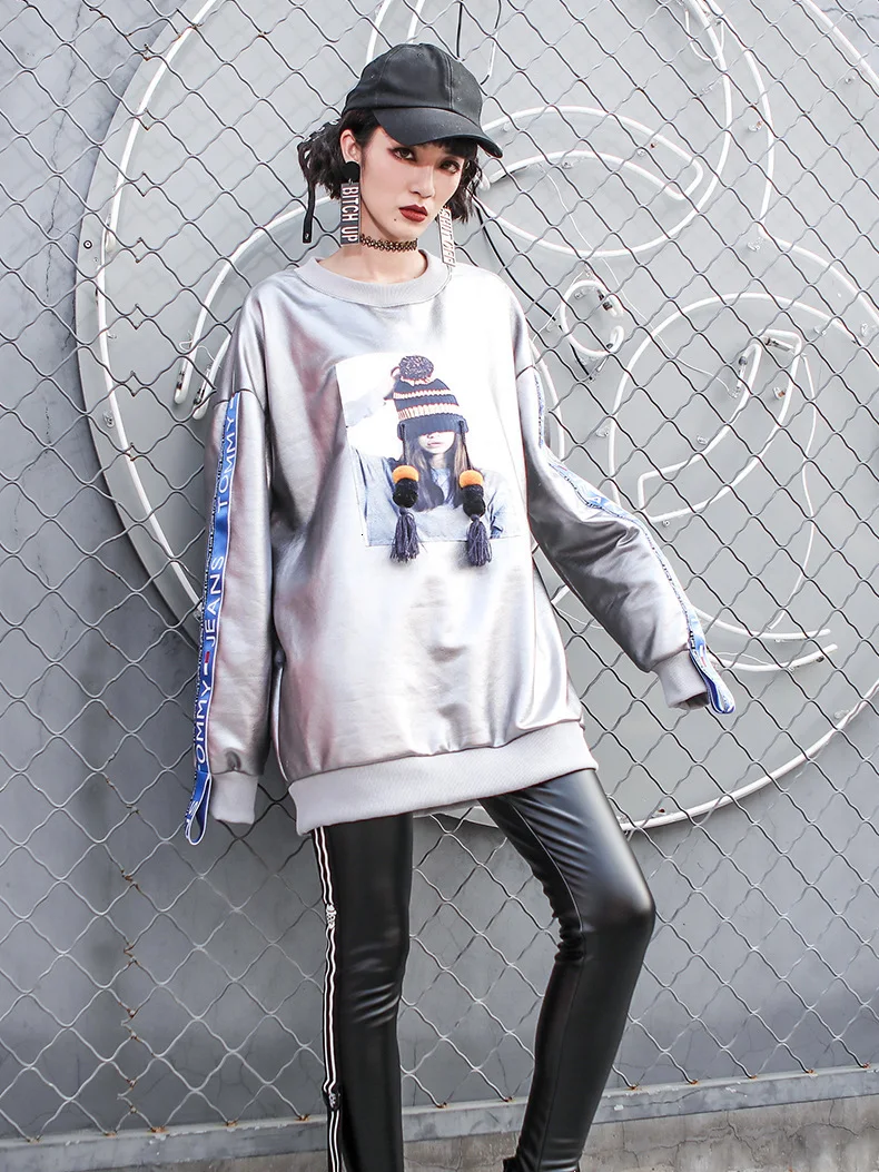 Max LuLu Роскошные корейские Брендовые женские теплые меховые уличные женские серебряные зимние толстовки негабаритных Sudaderas женские Bts свитшоты