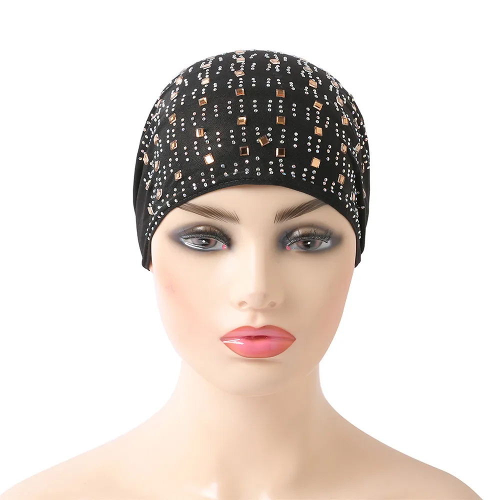 Women Muslim Indian Hats Islamic Head Cover Turban Hot Drilling Caps Arab Beanie Skullies Amira Wrap Sequins Hair Loss New | Аксессуары