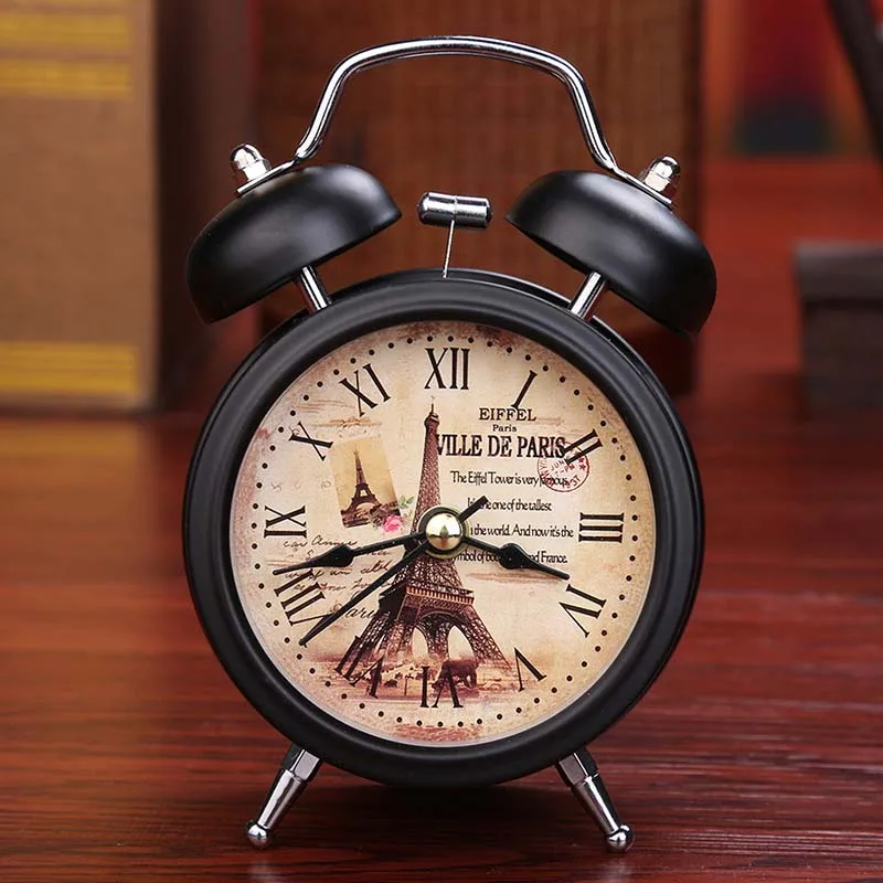 

Vintage Bell Alarm Clock Silent Desk Table Bedroom Office Home Decor W/ Light Exquisite Decoration