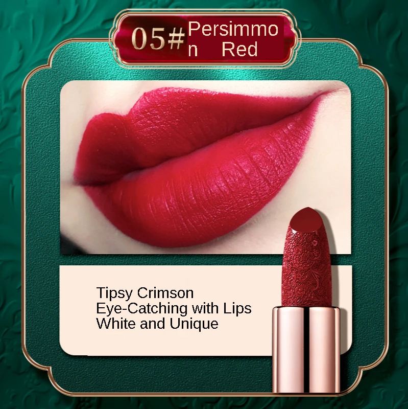 

Carved Lipstick Moisturizing Matte Silk Slippery Face Lipstick Not Easy To Touch The Cup Moisturizing and Color Developing