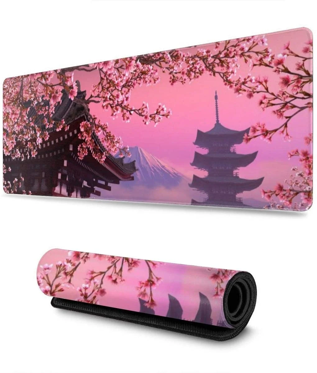 

Japanese Sakura Mousepad Large Computer Custom Desk MousePads Gamer Carpet Natural Rubber Desktop Cherry blossoms Mouse Pad