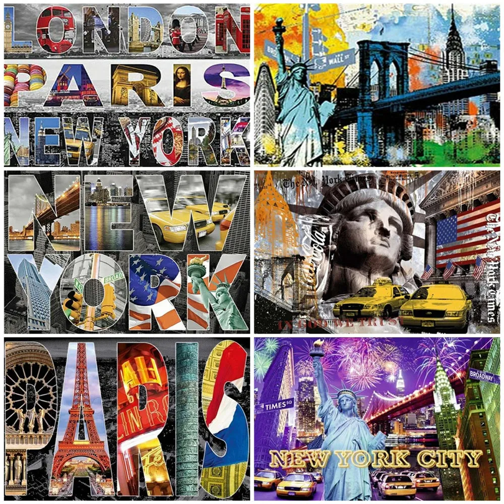 

EverShine алмазная живопись «сделай сам», Новое поступление, алмазная вышивка, полная выкладка, мозаика с изображением Нью-Йорка, Париж, настенный Декор для дома