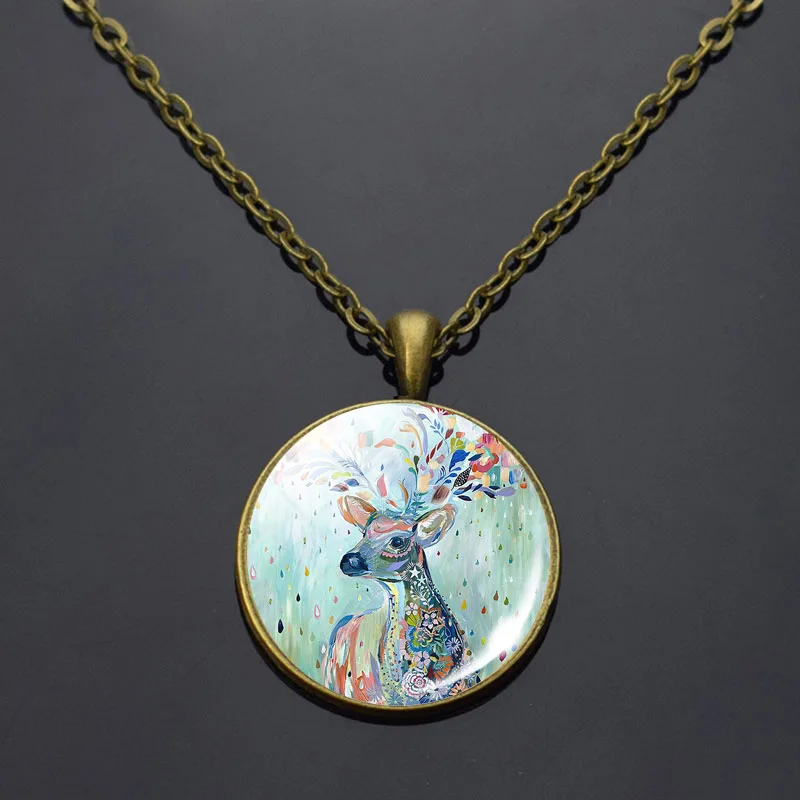 Ожерелье женское длинное с подвеской чокер в стиле бохо акварелью картиной