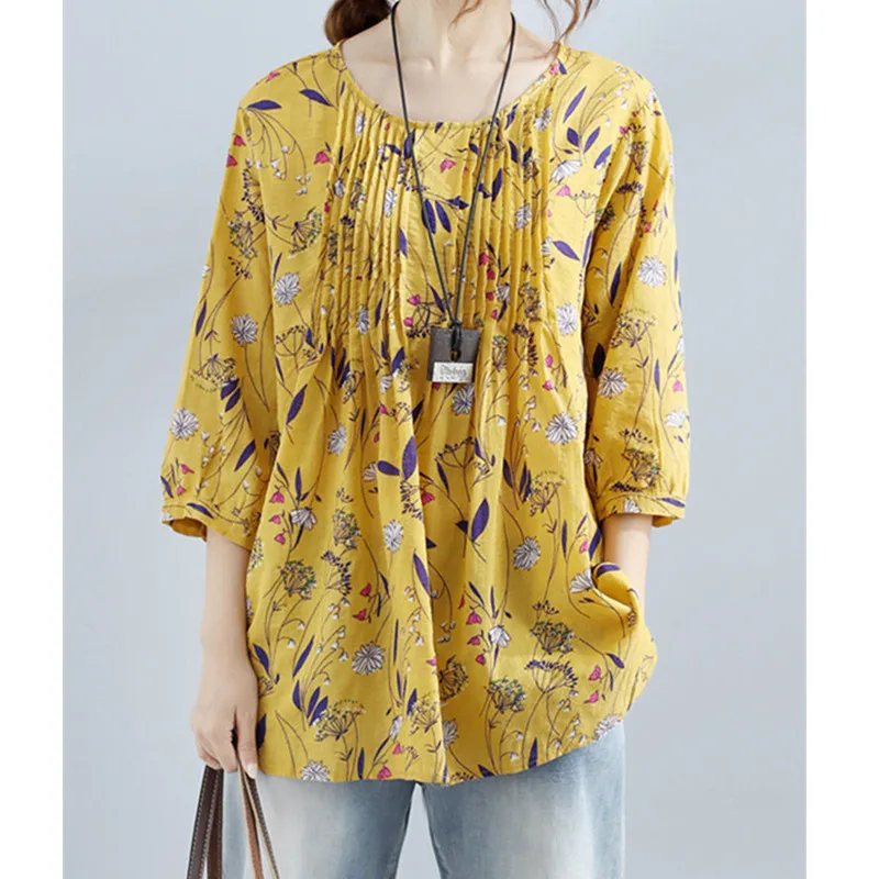 Платье женское из хлопка и льна Повседневный Сарафан с винтажным принтом одежда