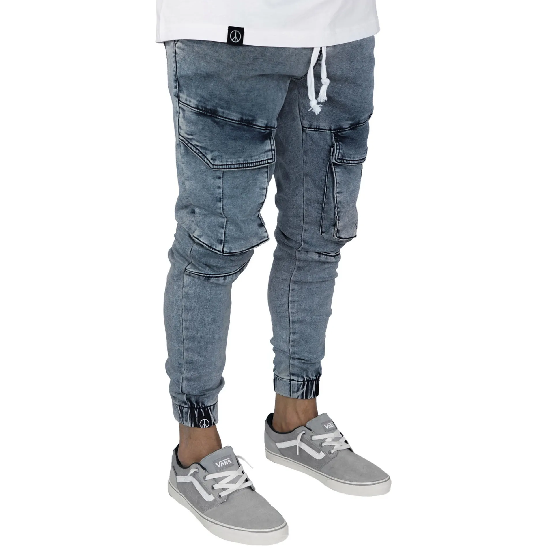 

Europe and the United States new slim denim men's pants spot Europe and the United States station men's loose waist small pants