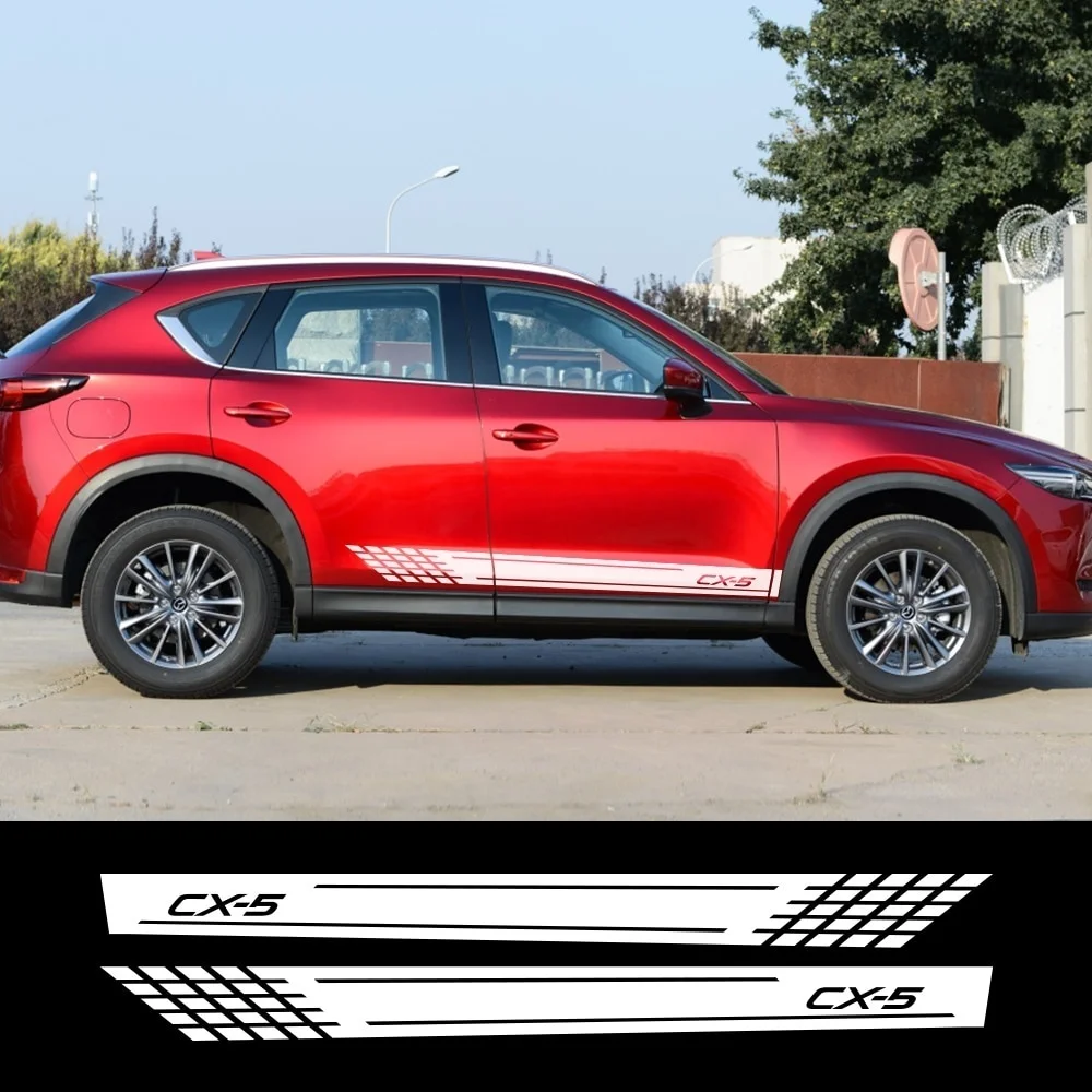 

2pcs For Mazda CX-5 Car Racing Sticker Long Stripe Sport DIY Auto Cover Door Automobiles Vinyl Film Decal Car Tuning Accessories