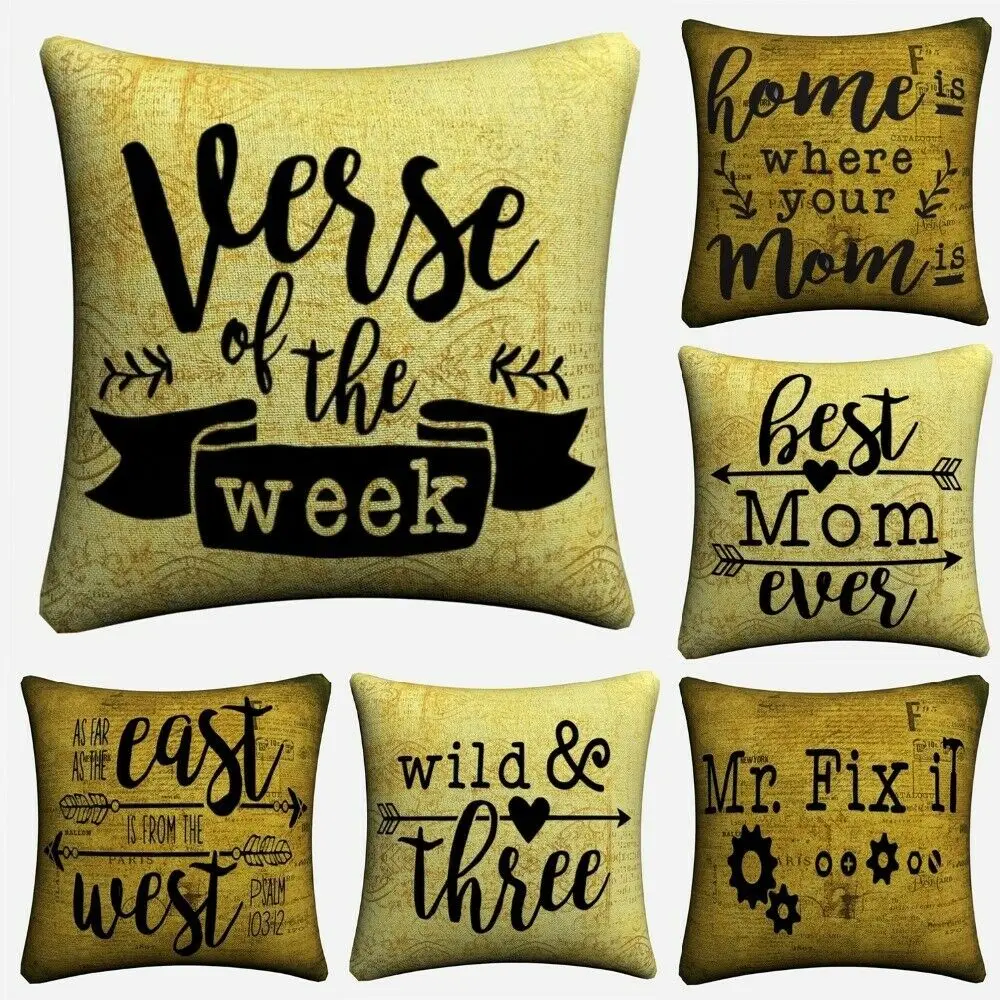 

Farmhouse Retro Motivation Quote Cushion Cover Sofa Chair Home Decor Almofada