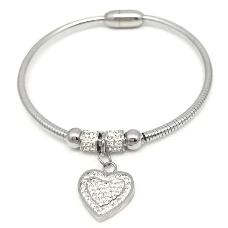 

LOOKER Romantic Heart Shaped Charm Bracelets Bangles Jewelry For Women Gold-color Austrian Crystal Chain Bracelet Pulseras