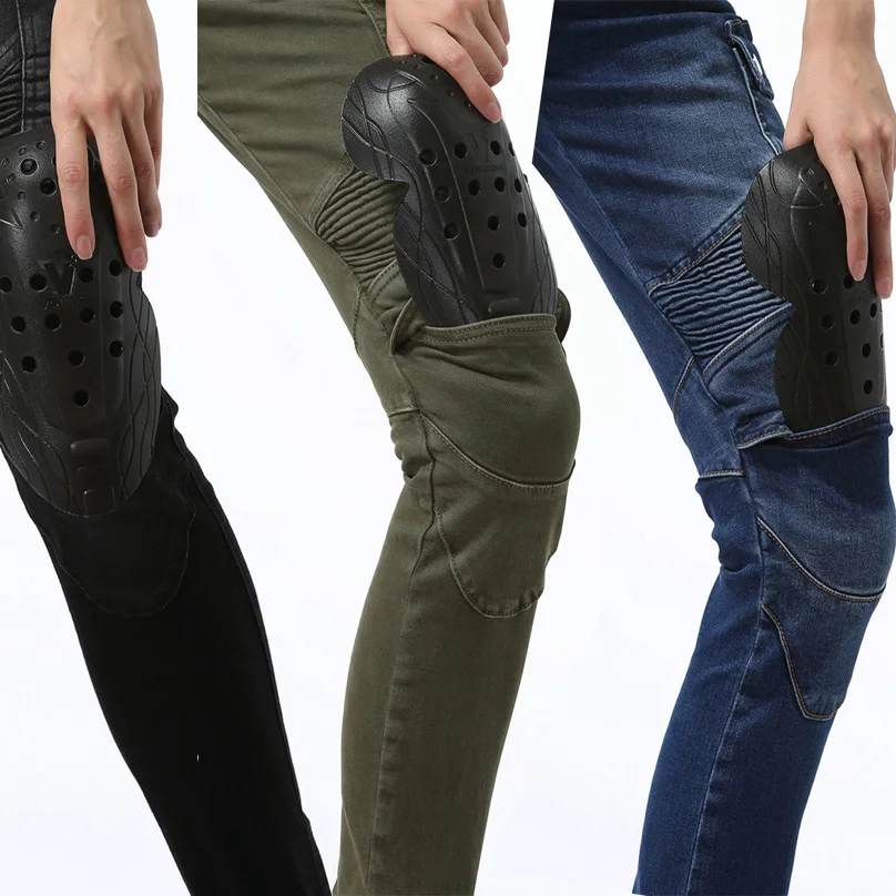 Мотоциклетные брюки женские черные зеленые джинсы бойфренды свободные