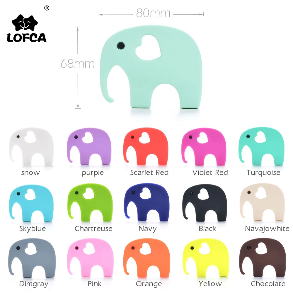 LOFCA-mordedor de silicona de elefante para beb&eacute;, juguetes de dentici&oacute;n suaves, COLLAR COLGANTE, juguete masticable de silicona de grado alimenticio, 1 ud.-0