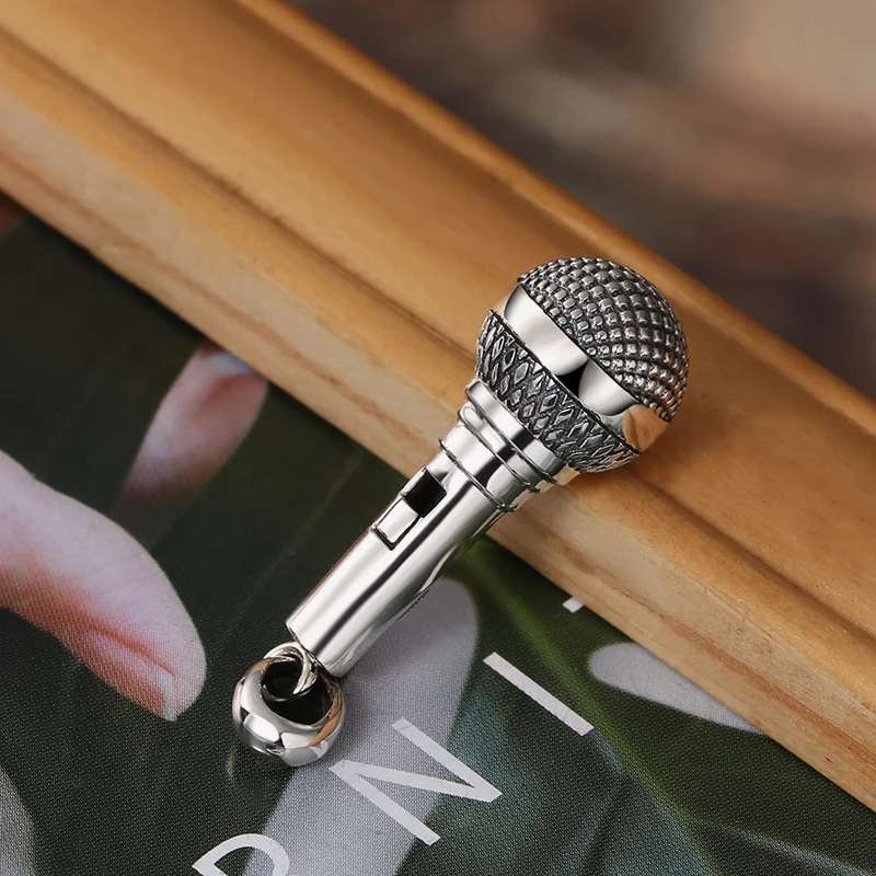 

Thai silver Creative Music Microphone Pendant Pure 925 Sterling Silver Women Men Necklace Pendant Jewelry plata de ley 925 New
