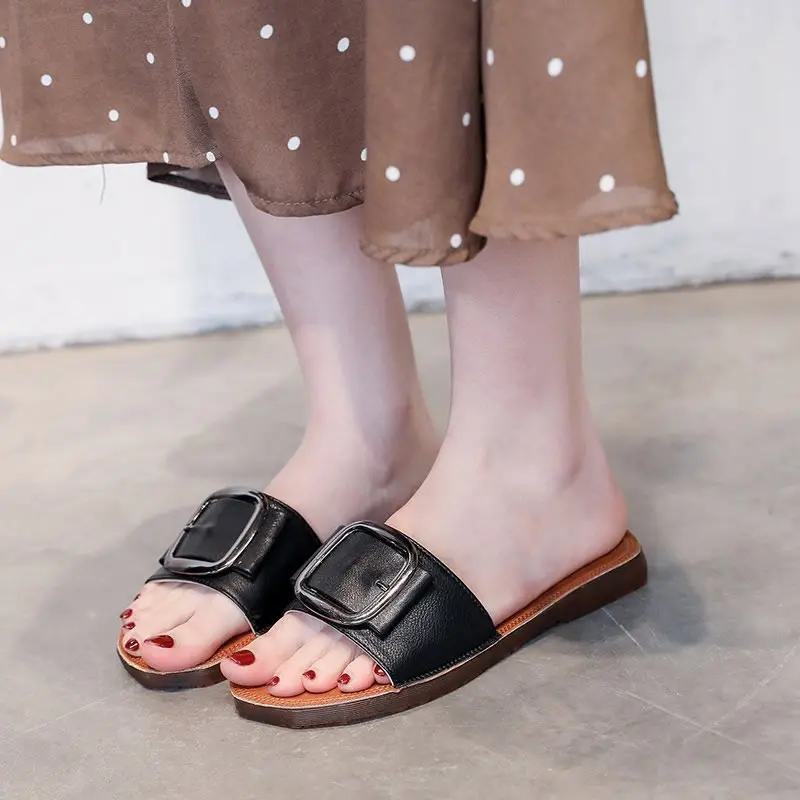 

Slippers Casual Shoes For Girls Glitter Slides Beige Heeled Sandals Slipers Women Luxury Lady Jelly Flat Black 2021 Rubber Buckl
