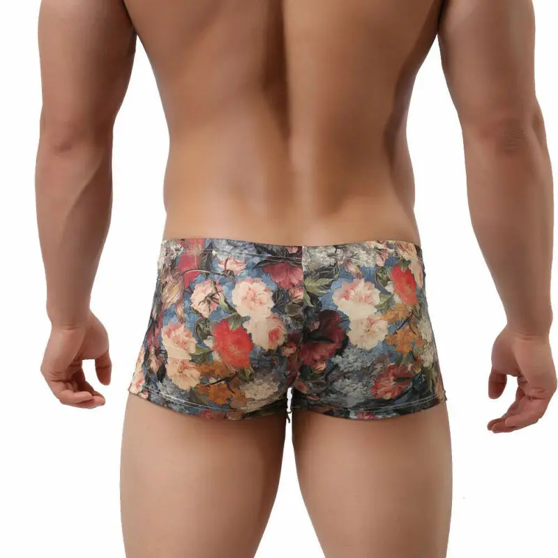 

Men Breathable Silky Boxer Briefs Sleepwear Trunks Nightwear Underwear Underpant