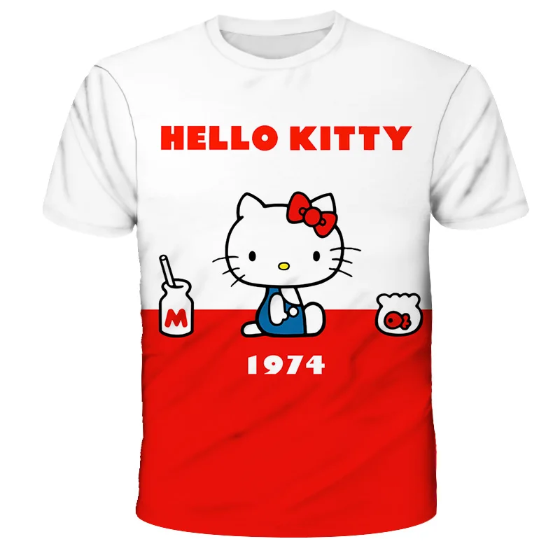 Футболка с принтом hello kitty Модная рубашка для девочек Высококачественный и