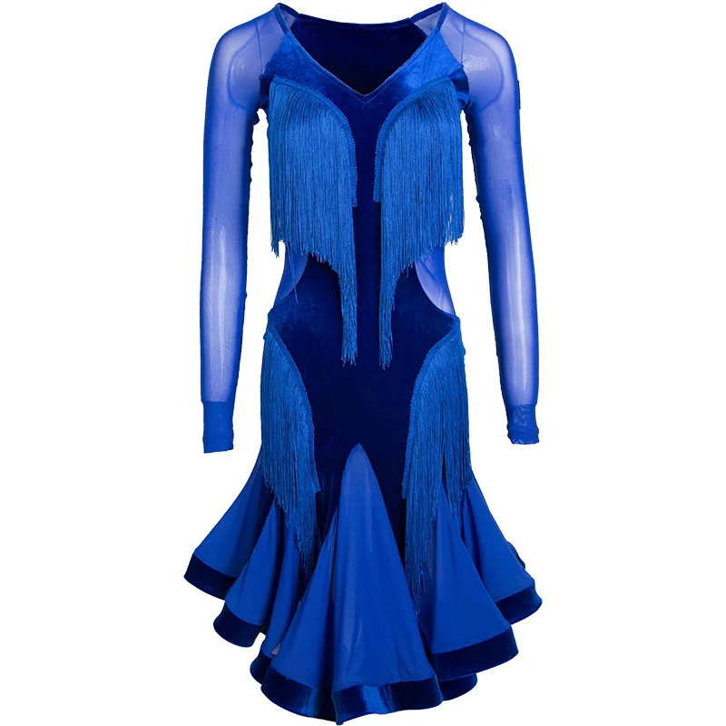

Fringe Latin Dance Dress Women Sexy Tango Rumba Salsa Cha Cha Dancing Practice Wear Ballroom Stage Performance Outfit DC2854