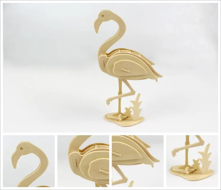 Stork DIY Дети 3D деревянные пазлы модель животного Сборка строительные наборы Развивающие игрушки для детей - Цвет: Stork