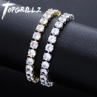 topgrillz 3mm 6mm spring buckle tennis chain iced out cubic zirconia 1 row tennis chain bracelet men and women hip hop jewelry