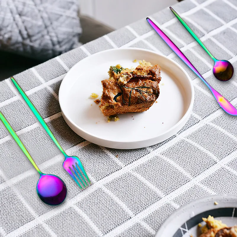 

16/24pc Stainless Steel Black Colors Dinnerware Set Fork Knife Coffee Spoon Tableware Set Zero Waste Flatware Set Silverware Set