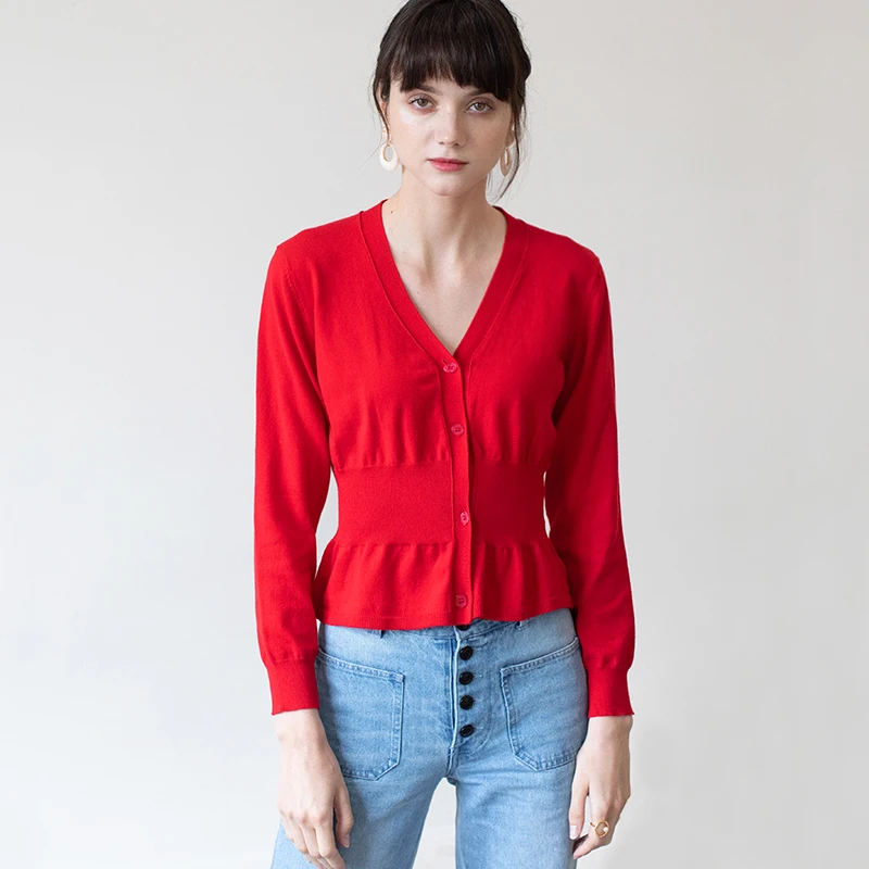 Женские трикотажные кардиганы с V образным вырезом и оборками|knitted cardigan|cardigan