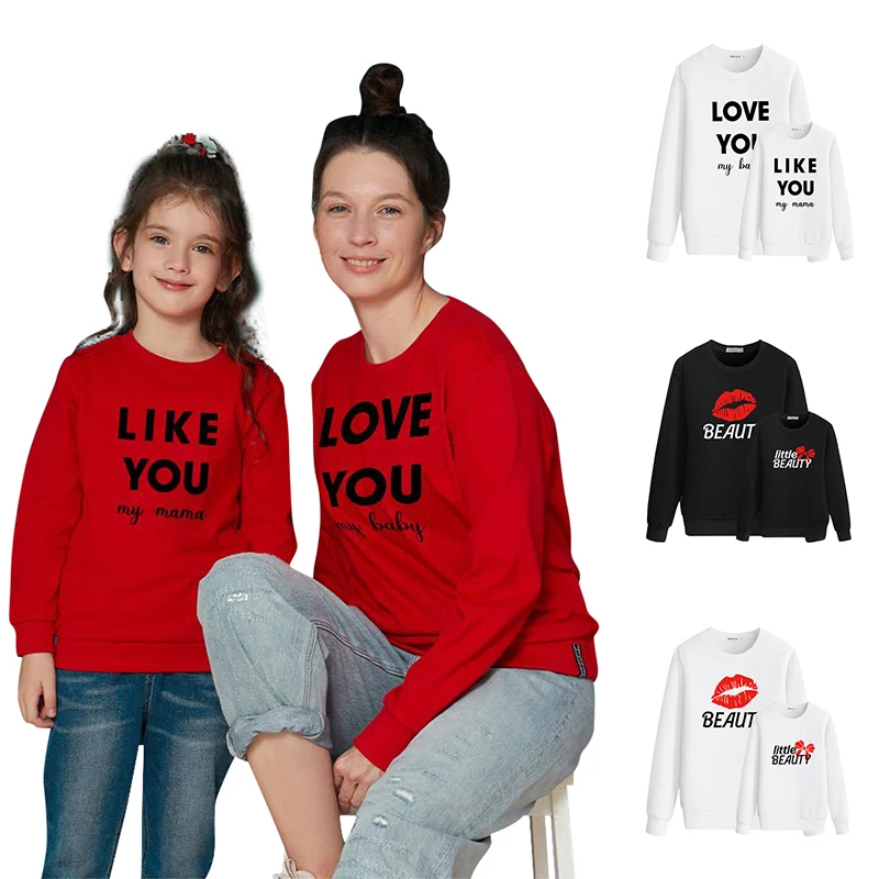 

Одинаковые комплекты для мамы и дочки; Сезон осень-зима Одежда для мамы и дочки футболка для мамы и дочки свитер для маленьких девочек