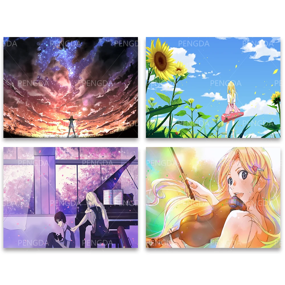 

Diamond Picture You Lie in April Embroidery Home Decor Painting Anime Full Round Drill Cross Stitch Gift Handmade Wall Sticker