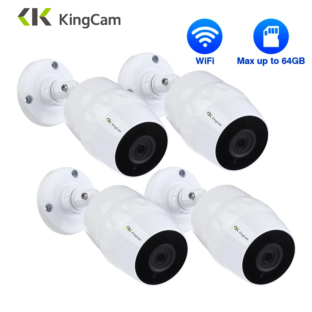 КингКэм 1080P HD WiFi система видеонаблюдения с камерами наружного исполнения 2CH/4CH, водонепроницаемыми, беспроводными, IP-видеокамерами.