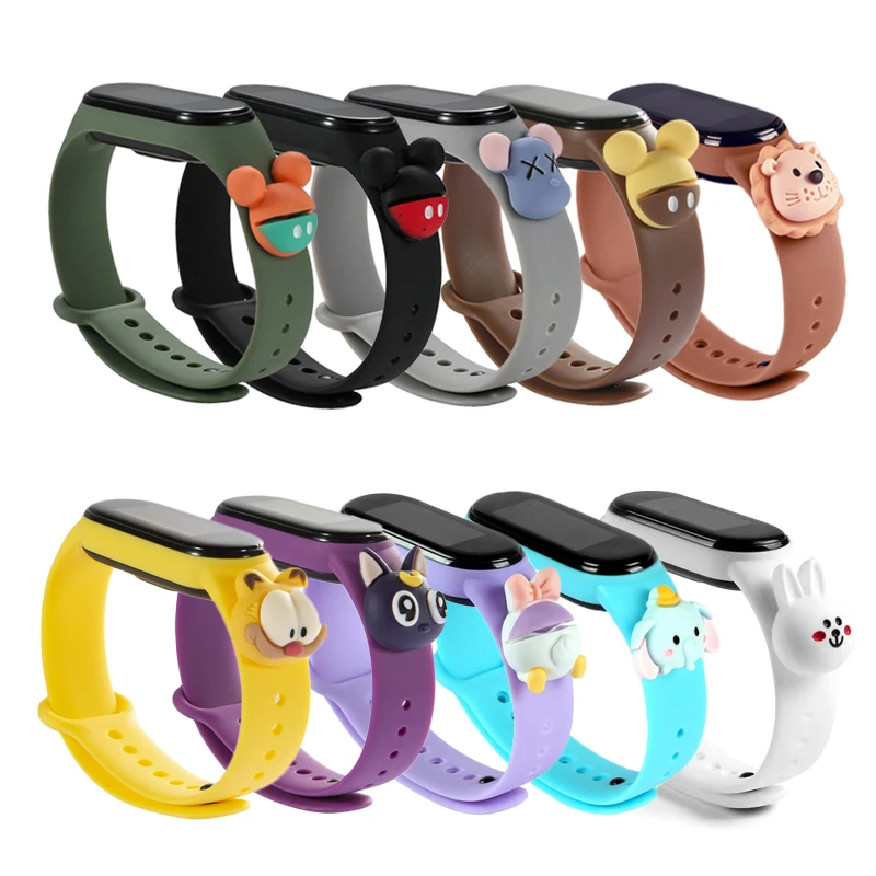 Kawaii Miband 5 4 3 браслет мультяшный силиконовый куклы для Mi Band 5/4/3 Miband5 милые умные