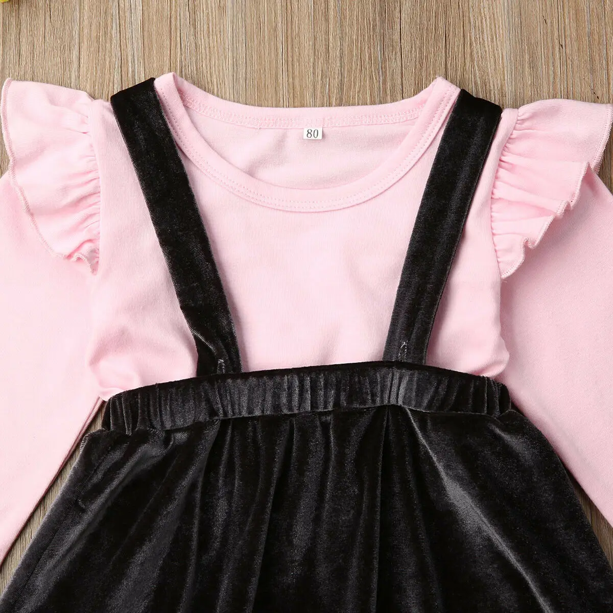 2 предмета Детские топы для маленьких девочек футболка + бархатная юбка на