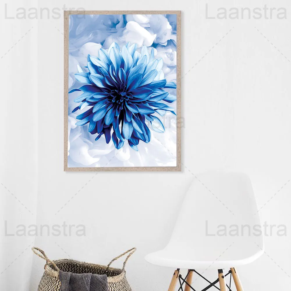

Blue Elegant Flowers Home Decoration Painting Modern Minimalist Living Room Wall Canvas Poster Nordic Style Bedroom Decor Print
