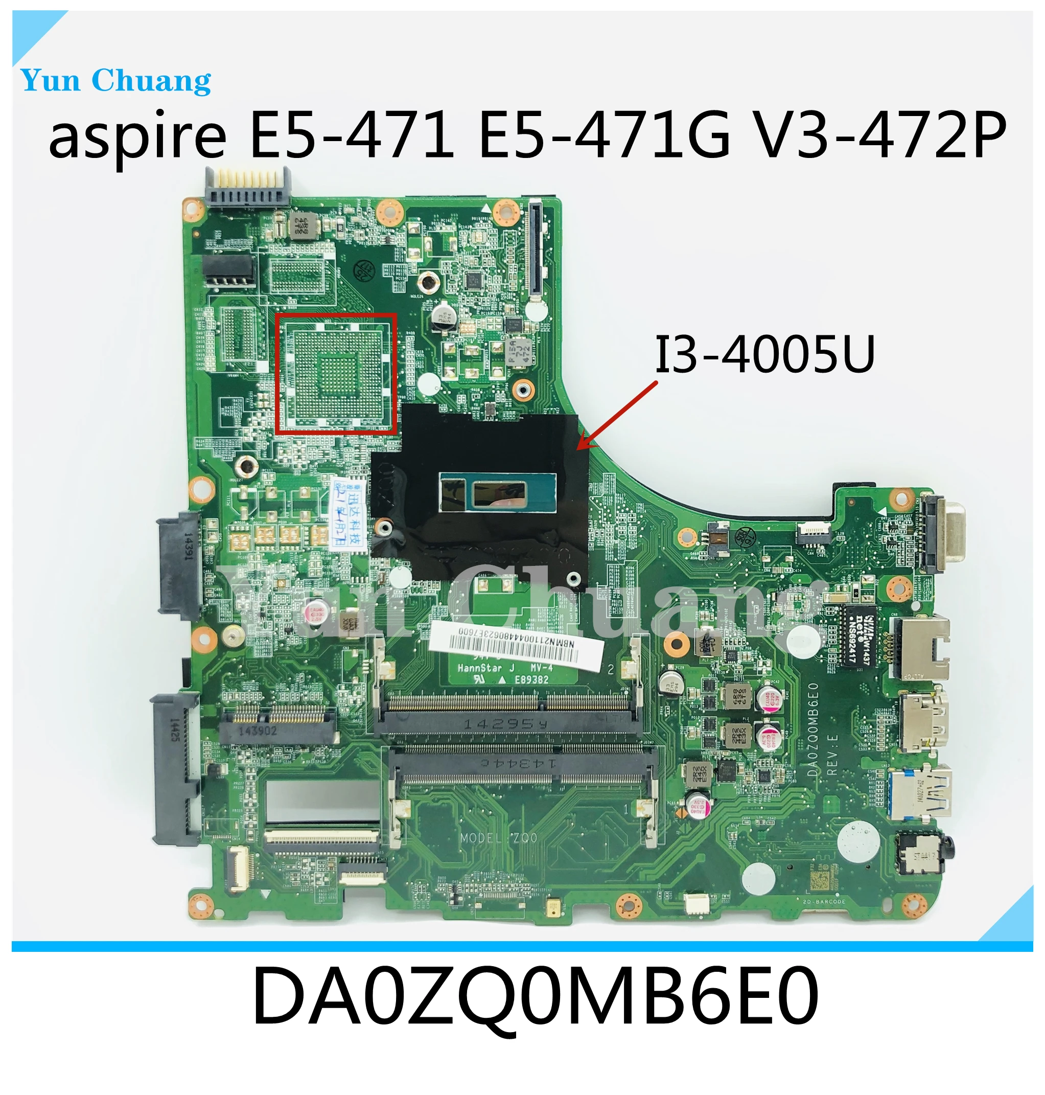 Для Acer aspire E5-471 E5-471G V3-472P Laotop материнская плата DA0ZQ0MB6E0 с i3-4005U/i3-4030U CPU DDR3 UMA тест ОК