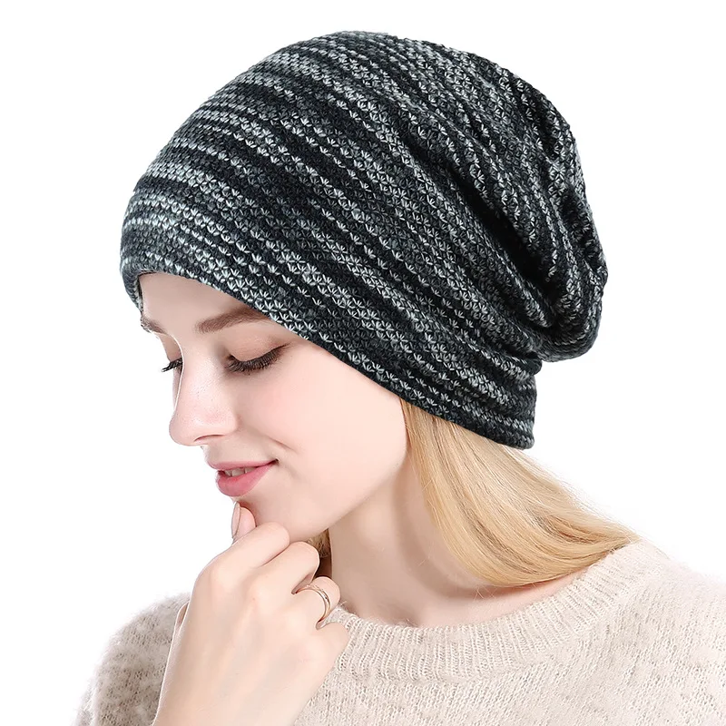 Вязаная шапка зимние шапки для мужчин и женщин Skullies Beanies маска полосатая Gorros Bonnet