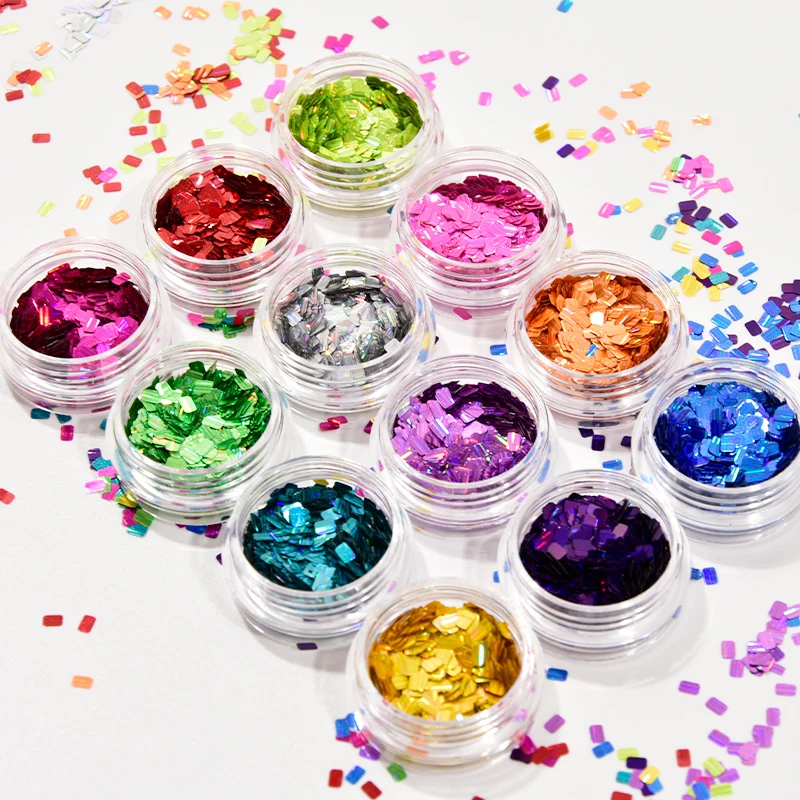 12 видов цветов ногтей блестящая голографическая кукурузных хлопьев