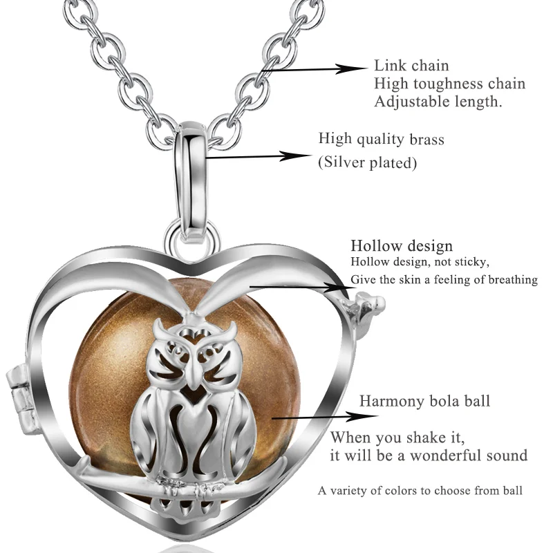 Юдора сердце 20 мм Гармония Bola мяч Орел медальон клетка кулон в форме колокольчика