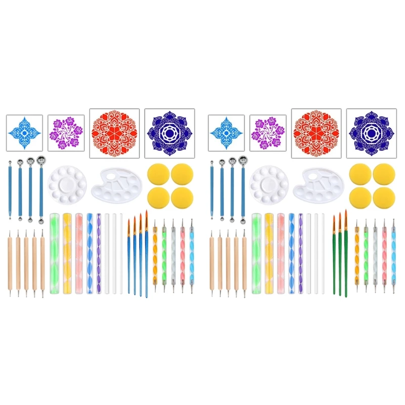 

35/36pcs Mandala Dotting Tools Set for Painting Rock Stone Stencil Acrylic Stick Brushes Palette Tray Kit