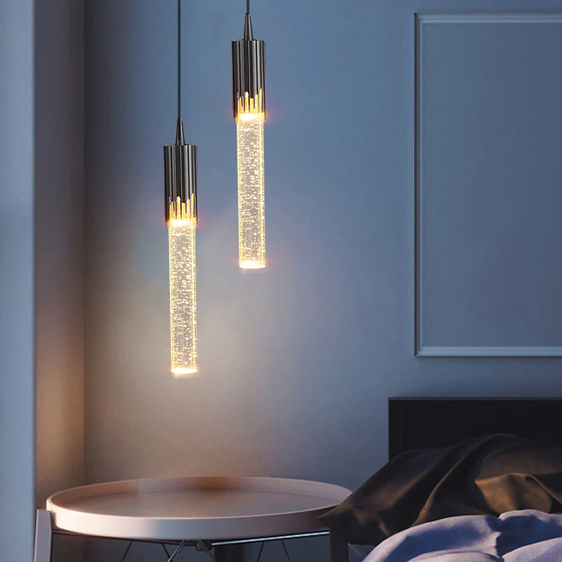 Modern Luxury Crystal Pendant Lamp Aluminium K9 Crystal Chandelier Ceiling Hanging Light For Bedside Living Room Kistchen Island