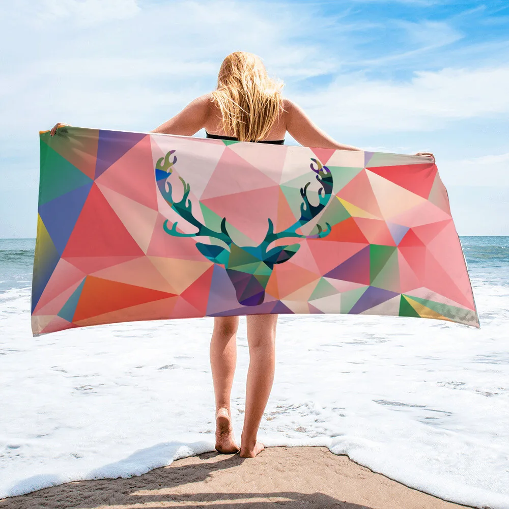 

Quick Dry Geometric Elk Bath Towel Microfiber Soft Beach Towel for Bathroom Spa Yoga Multipurpose Mat Droppshiping