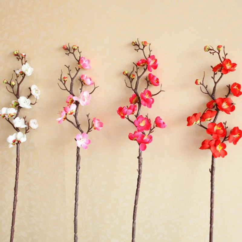 

Chinese Style Single Artificial Flowers Wintersweet White Red Pink Available For Home Table Wedding Decoration